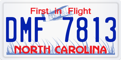 NC license plate DMF7813