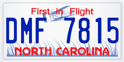 NC license plate DMF7815