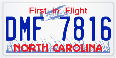 NC license plate DMF7816