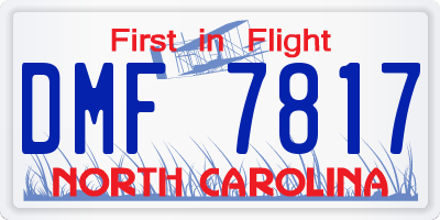 NC license plate DMF7817