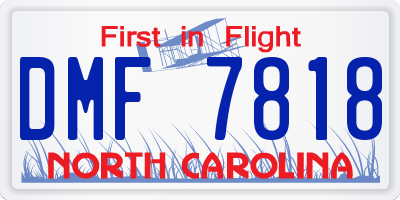 NC license plate DMF7818