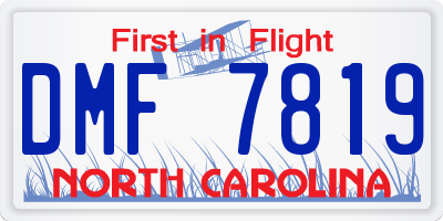 NC license plate DMF7819
