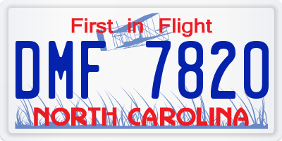 NC license plate DMF7820
