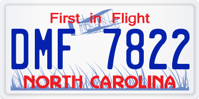 NC license plate DMF7822