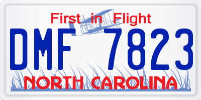 NC license plate DMF7823