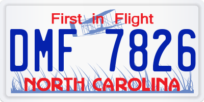 NC license plate DMF7826