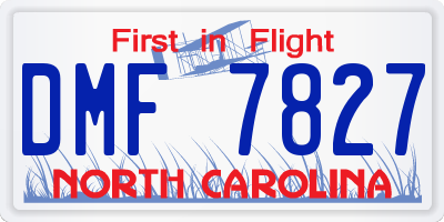 NC license plate DMF7827