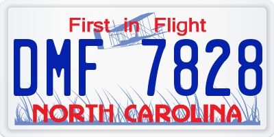 NC license plate DMF7828