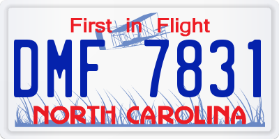 NC license plate DMF7831