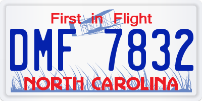 NC license plate DMF7832