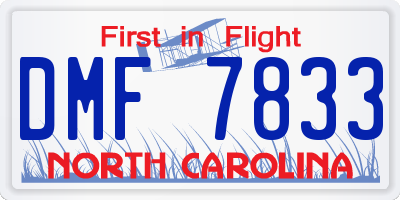 NC license plate DMF7833