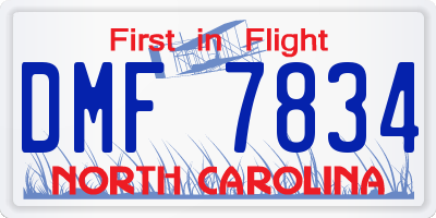 NC license plate DMF7834