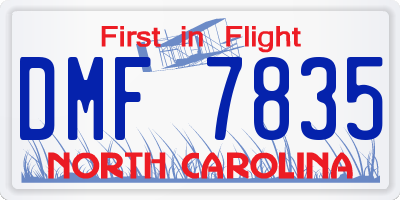 NC license plate DMF7835