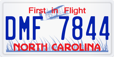 NC license plate DMF7844