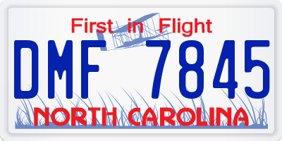NC license plate DMF7845