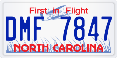 NC license plate DMF7847