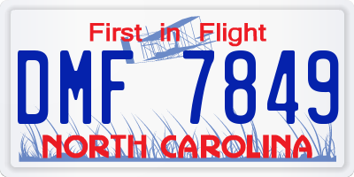 NC license plate DMF7849