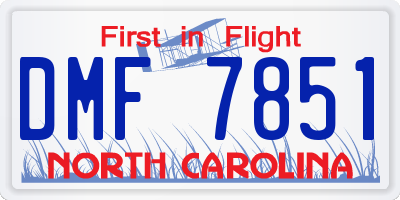 NC license plate DMF7851