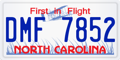 NC license plate DMF7852