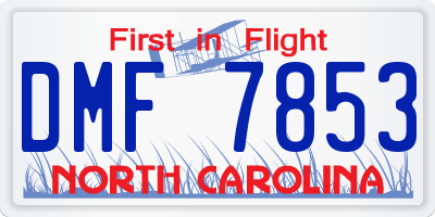 NC license plate DMF7853