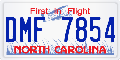 NC license plate DMF7854