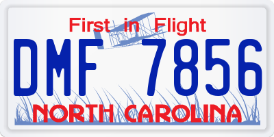 NC license plate DMF7856