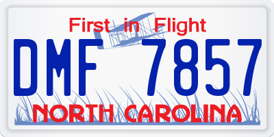 NC license plate DMF7857