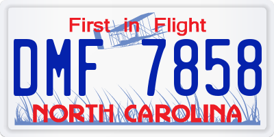 NC license plate DMF7858
