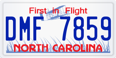 NC license plate DMF7859