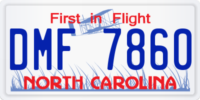 NC license plate DMF7860