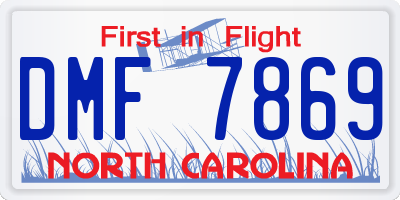 NC license plate DMF7869