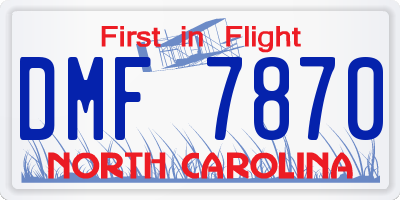NC license plate DMF7870