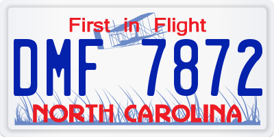 NC license plate DMF7872