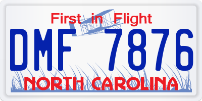 NC license plate DMF7876