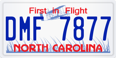 NC license plate DMF7877
