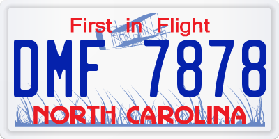 NC license plate DMF7878