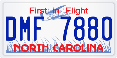NC license plate DMF7880