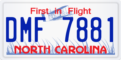 NC license plate DMF7881
