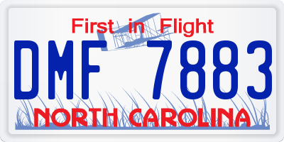 NC license plate DMF7883