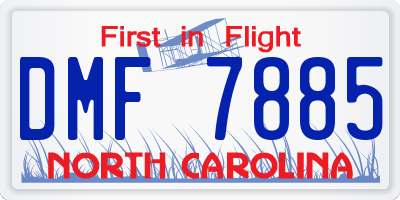NC license plate DMF7885