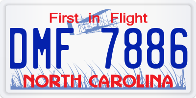 NC license plate DMF7886