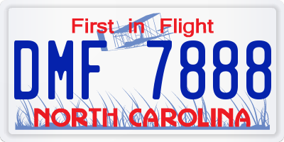 NC license plate DMF7888