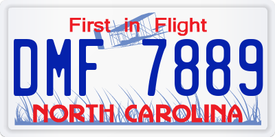NC license plate DMF7889