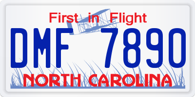 NC license plate DMF7890