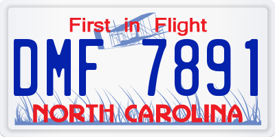 NC license plate DMF7891