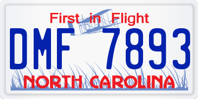 NC license plate DMF7893
