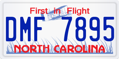 NC license plate DMF7895