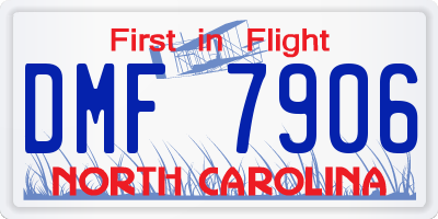 NC license plate DMF7906