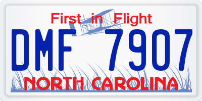 NC license plate DMF7907