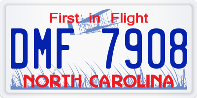 NC license plate DMF7908